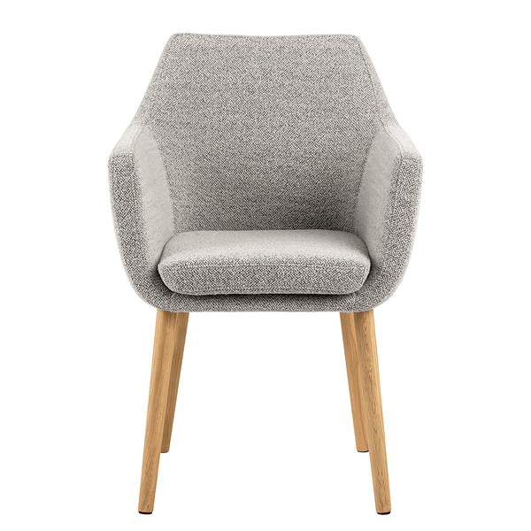Armlehnenstuhl NICHOLAS - Bouclé Stoff Moena: Grau - Einzelstuhl