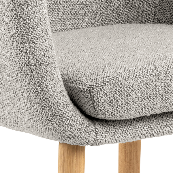 Armlehnenstuhl NICHOLAS - Bouclé Stoff Moena: Grau - Einzelstuhl