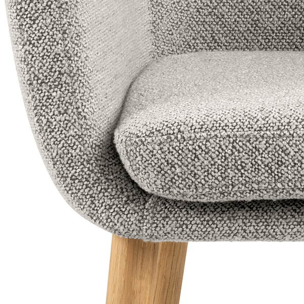 Armlehnenstuhl NICHOLAS - Bouclé Stoff Moena: Grau - Einzelstuhl