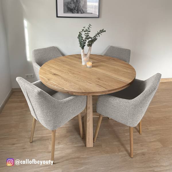 Armlehnenstuhl NICHOLAS - Bouclé Stoff Moena: Grau - Einzelstuhl