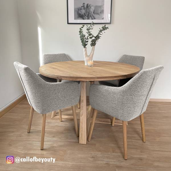 Armlehnenstuhl NICHOLAS - Bouclé Stoff Moena: Grau - Einzelstuhl