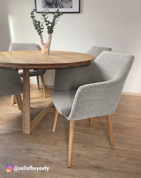 Armlehnenstuhl NICHOLAS - Bouclé Stoff Moena: Grau - Einzelstuhl