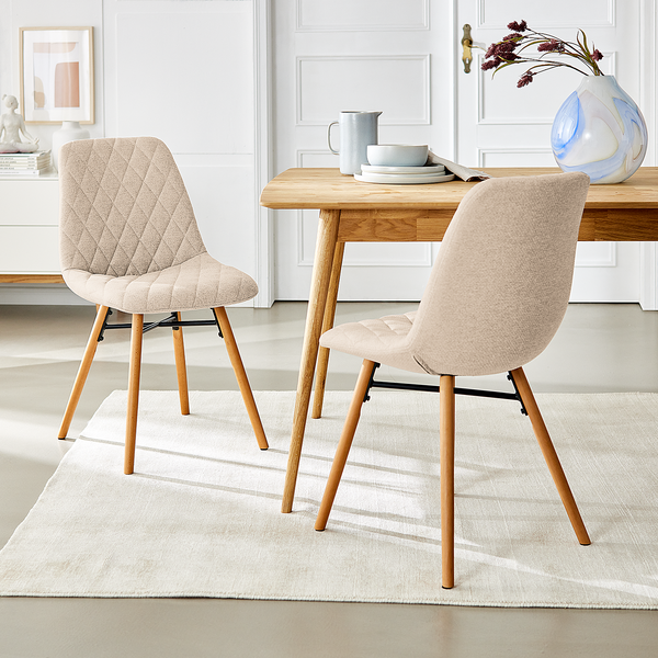 Polsterstuhl Farelas - Webstoff Stefka: Beige - 2er Set