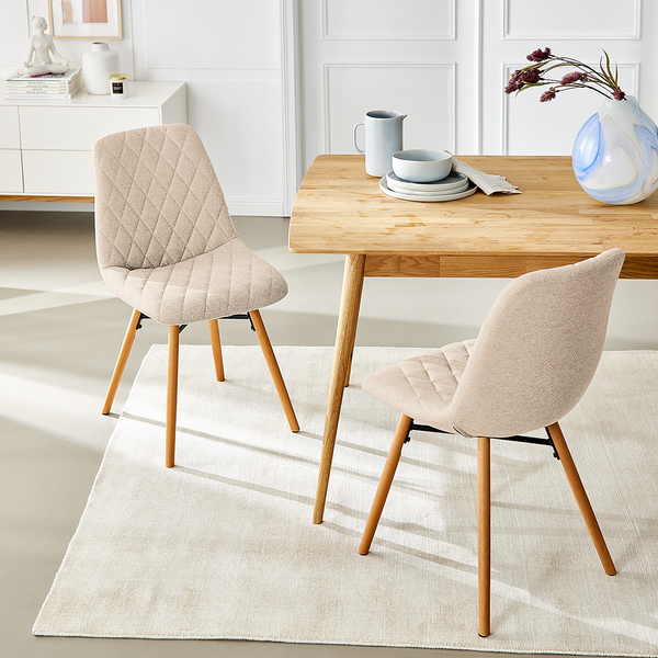 Polsterstuhl Farelas - Webstoff Stefka: Beige - 2er Set
