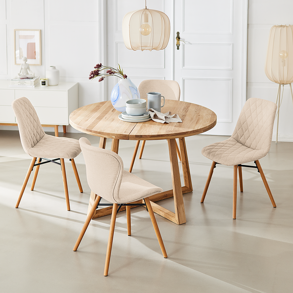 Polsterstuhl Farelas - Webstoff Stefka: Beige - 2er Set