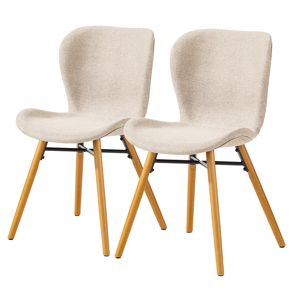 Polsterstuhl LIVARAS - Webstoff Stefka: Beige - Buche Hell - 2er Set