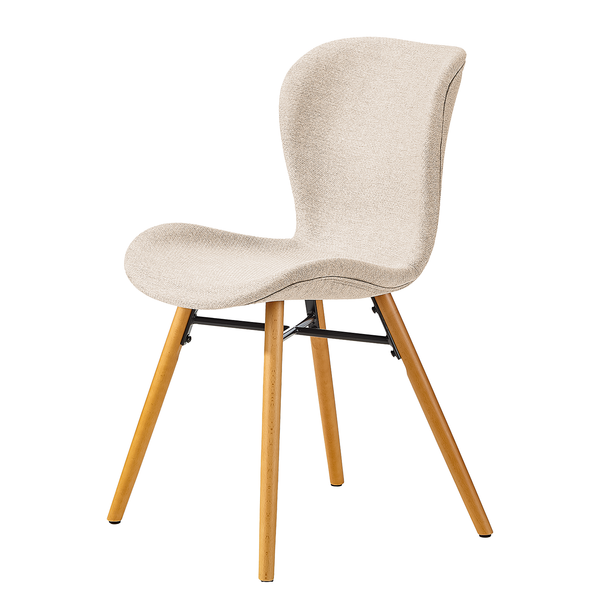 Polsterstuhl LIVARAS - Webstoff Stefka: Beige - Buche Hell - 2er Set