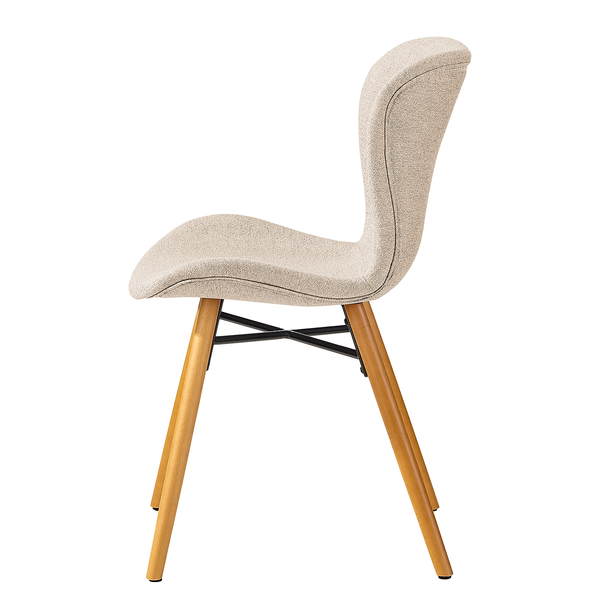 Polsterstuhl LIVARAS - Webstoff Stefka: Beige - Buche Hell - 2er Set