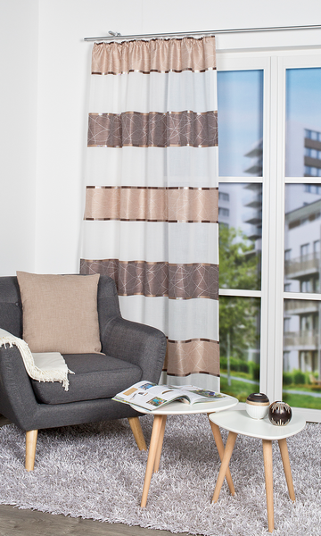 Vorhang mit Kräuselband Walter - Polyester - Cappuccino - 140 x 225 cm