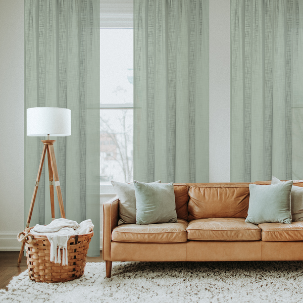 Fertiggardine Softy 2er-Set - Polyester - Pastellgrün - 140 x 225 cm