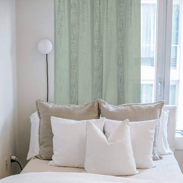 Fertiggardine Softy 2er-Set - Polyester - Pastellgrün - 140 x 225 cm