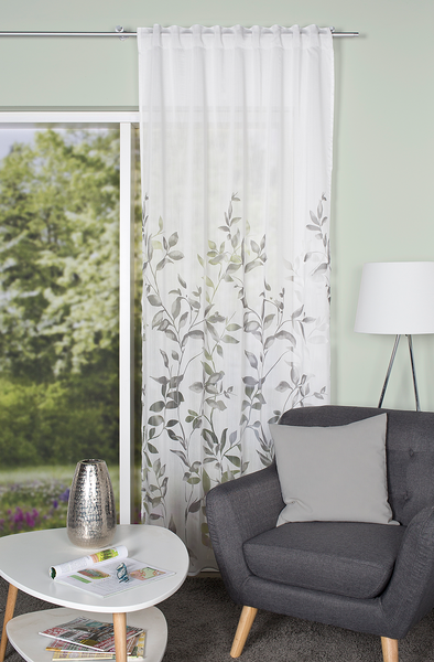 Fertiggardine Paulas - Polyester / Viskose - Grau - 140 x 245 cm