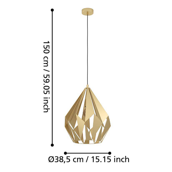 Pendelleuchte Carlton - Stahl - 1-flammig - Durchmesser: 39 cm