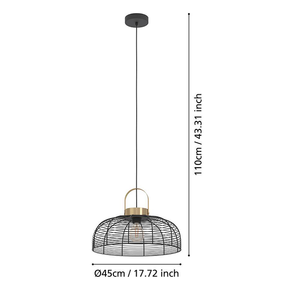 Pendelleuchte Roundham - Stahl - 1-flammig - Durchmesser: 45 cm