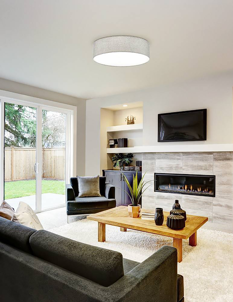 Deckenleuchte Pasteri Typ B - Stahl / Leinen - 3-flammig - Grau - Flammenanzahl: 3