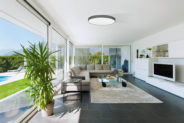 Deckenleuchte Pasteri Typ B - Stahl / Leinen - 5-flammig - Grau - Flammenanzahl: 5