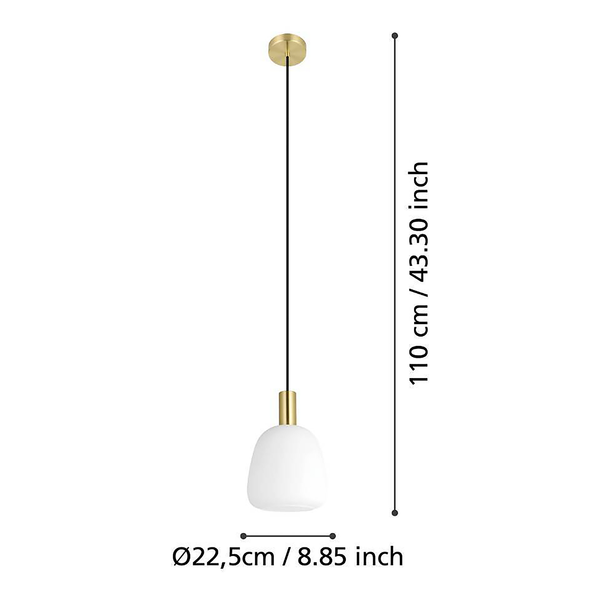 Pendelleuchte Manzanares - Stahl / Milchglas - 1-flammig - Flammenanzahl: 1
