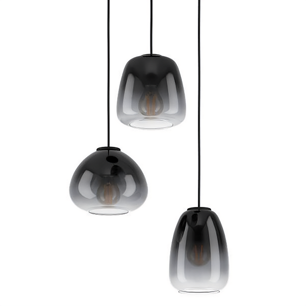 Pendelleuchte Aguilares Typ B - Stahl / Spiegelglas - 3-flammig