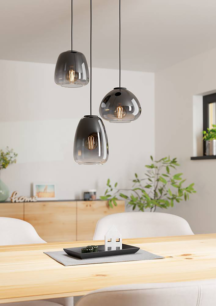 Pendelleuchte Aguilares Typ B - Stahl / Spiegelglas - 3-flammig