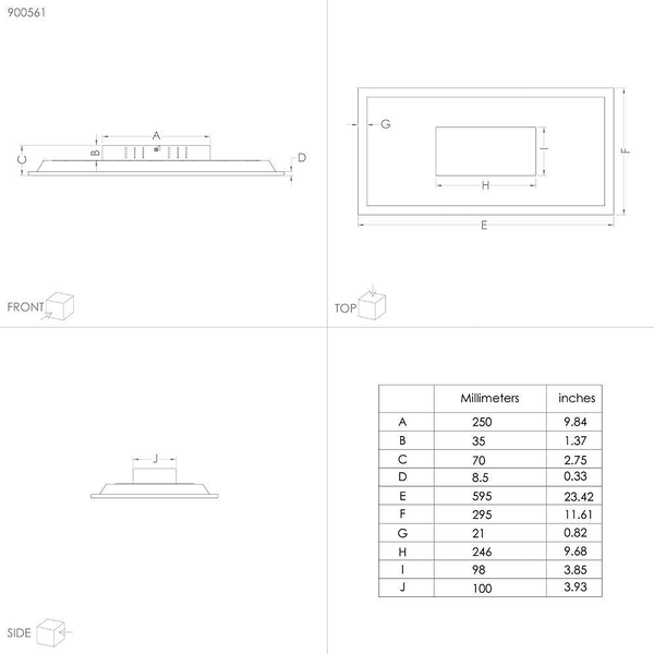 Deckenleuchte Marmorata Typ B - Stahl / Polycarbonat - 2-flammig - 60 x 30 cm