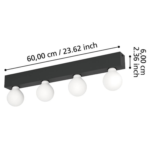 Wandleuchte Guanal - Stahl / Aluminium - 4-flammig - Schwarz