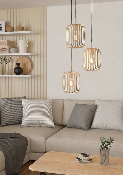 Pendelleuchte Romazzina - Stahl - 3-flammig - Beige