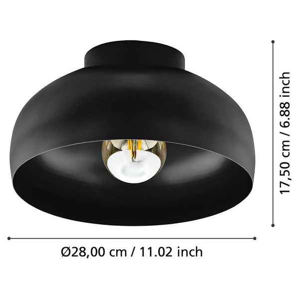 Deckenleuchte Mogano 2 - Stahl - 1-flammig - Schwarz