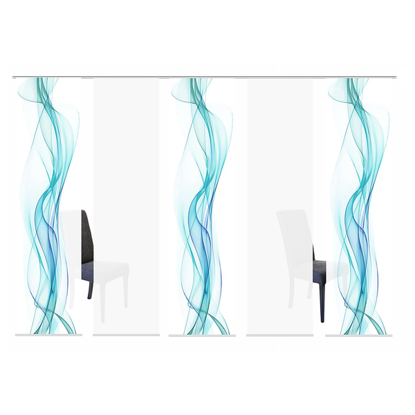 Schiebevorhang Haze - Webstoff - 60 x 245 cm - Petrol - 5er Set
