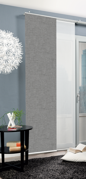 Schiebevorhang Pive - Webstoff - Grau - 60 x 245 cm - 1er Set