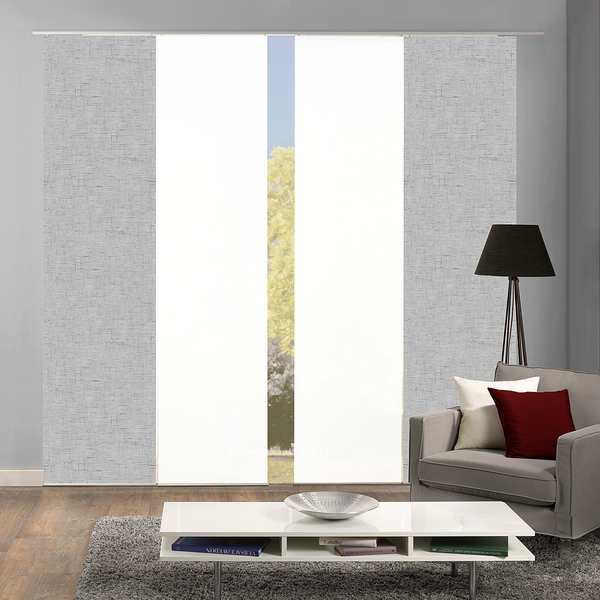Schiebevorhang Pive - Webstoff - Silber - 60 x 245 cm - 4er Set