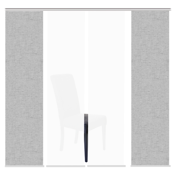 Schiebevorhang Pive - Webstoff - Silber - 60 x 245 cm - 4er Set