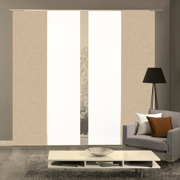 Schiebevorhang Pive - Webstoff - Sand - 60 x 245 cm - 4er Set