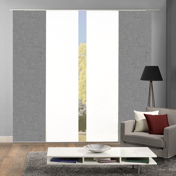 Schiebevorhang Pive - Webstoff - Grau - 60 x 245 cm - 4er Set