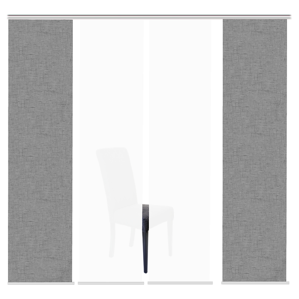 Schiebevorhang Pive - Webstoff - Grau - 60 x 245 cm - 4er Set