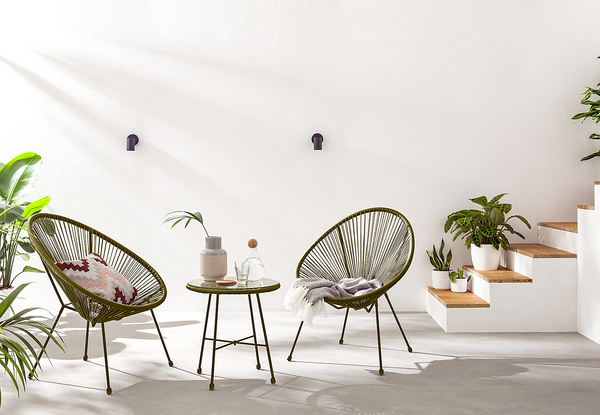 Sitzgruppe Copacabana 3-teilig - Stahl / Polyrattan - Olivgrün