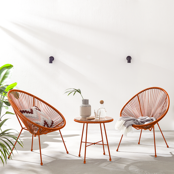 Sitzgruppe Copacabana 3-teilig - Stahl / Polyrattan - Terracotta