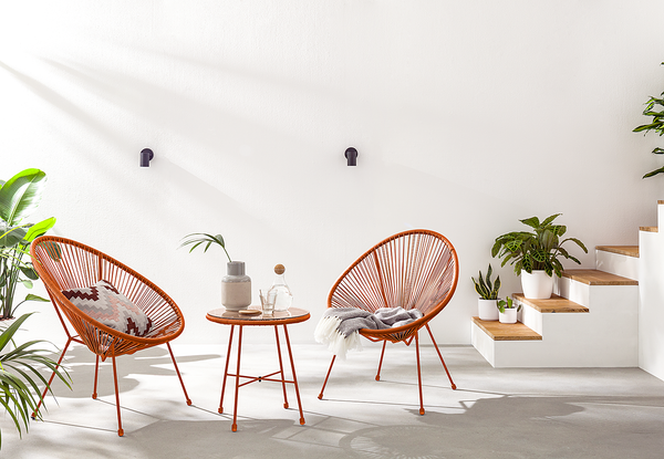 Sitzgruppe Copacabana 3-teilig - Stahl / Polyrattan - Terracotta