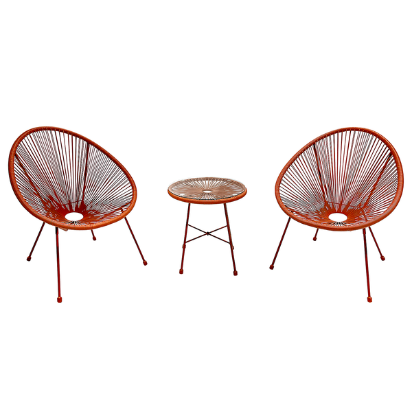 Sitzgruppe Copacabana 3-teilig - Stahl / Polyrattan - Terracotta
