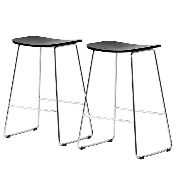 Barhocker Lagando 2er-Set - Schwarz - Silber - Eisen - 39 x 67 x 50 cm