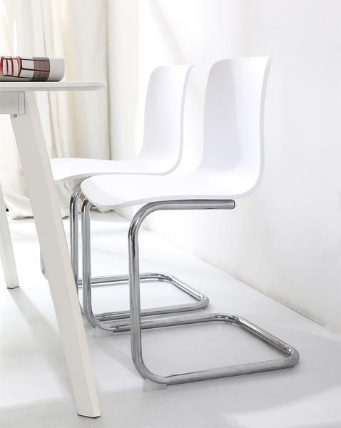 Freischwinger Mendosa 2er-Set - Silber - Weiß - Eisen - Polypropylen - 48 x 79 x 50 cm