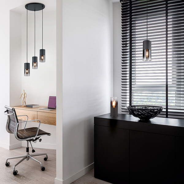 Pendelleuchte Robin Typ C - Rauchglas / Stahl - 3-flammig