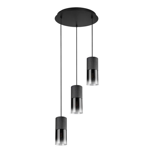 Pendelleuchte Robin Typ C - Rauchglas / Stahl - 3-flammig