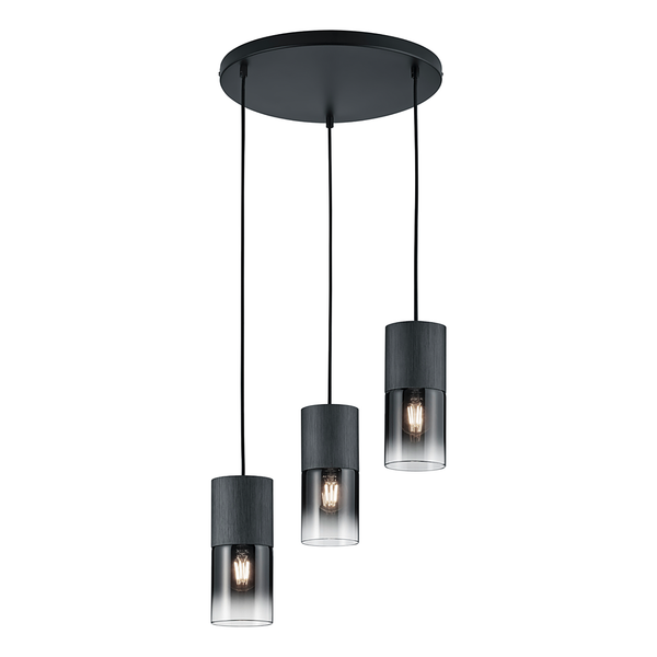 Pendelleuchte Robin Typ C - Rauchglas / Stahl - 3-flammig