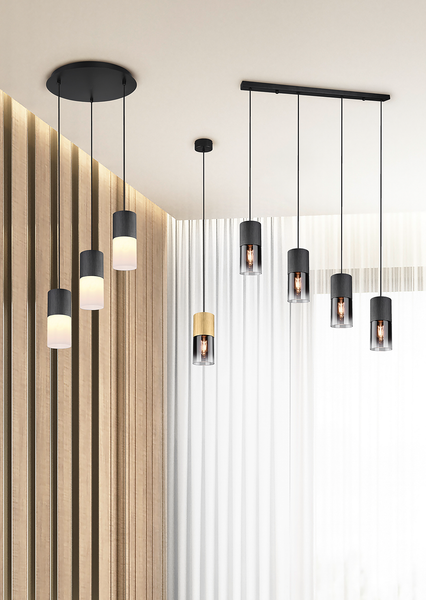 Pendelleuchte Robin Typ A - Rauchglas / Stahl - 1-flammig