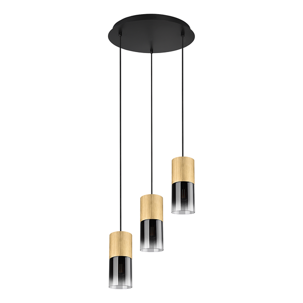 Pendelleuchte Robin Typ B - Rauchglas / Stahl - 1-flammig