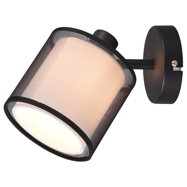 Deckenleuchte Burton - Webstoff / Stahl - Flammenanzahl: 1