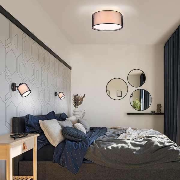 Deckenleuchte Burton - Webstoff / Stahl - Flammenanzahl: 1