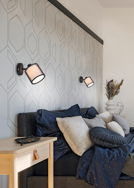 Deckenleuchte Burton - Webstoff / Stahl - Flammenanzahl: 1