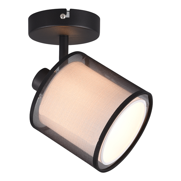 Deckenleuchte Burton - Webstoff / Stahl - Flammenanzahl: 1