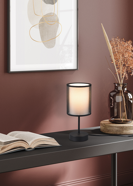 Tischleuchte Burton - Webstoff / Stahl - 1-flammig